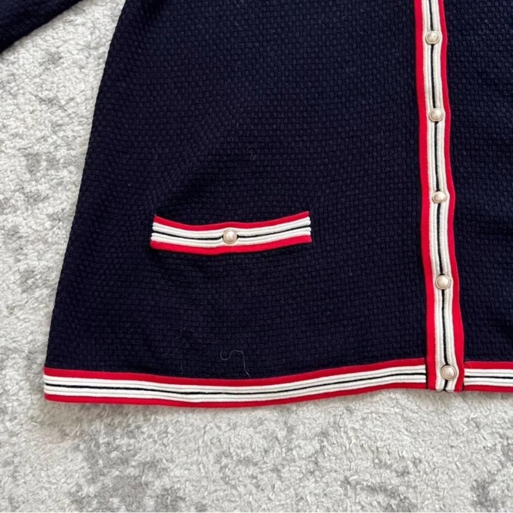 Talbots Navy Blue Cardigan Sweater Textured Preppy Knit career casual 1X 14 16 - Picture 10 of 16